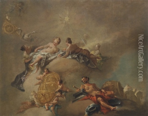 Venus Et Vulcain Oil Painting - Giovanni Battista Crosato