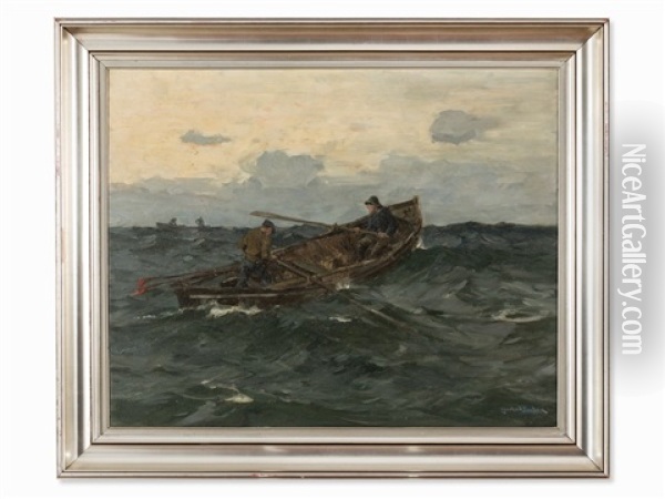 Boats On The Sea Oil Painting - Leonhard Sandrock
