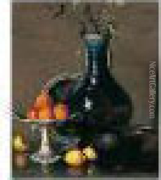Still Life With Chinese Vase Oil Painting - James Paterson