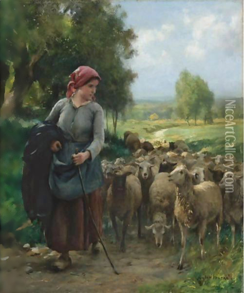 Shepherdess And Her Flock Oil Painting - Julien Dupre