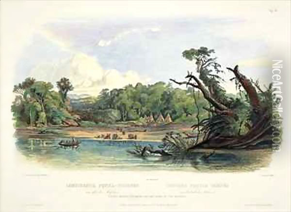 Punka Indians Encamped on the Banks of the Missouri Oil Painting - Karl Bodmer