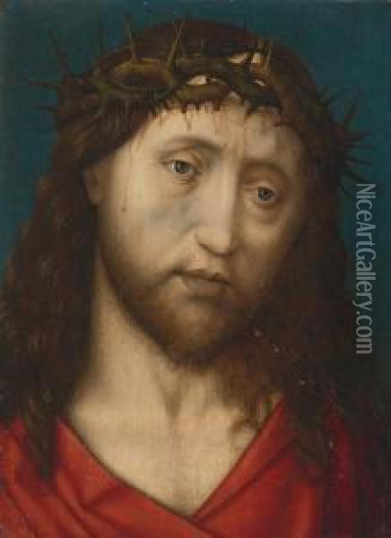 Christ Crowned With Thorns Oil Painting - Follower of Hugo van der Goes