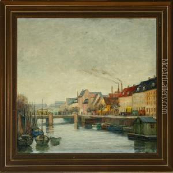 Channel Scenery From Copenhagen Oil Painting - Johan Rohde