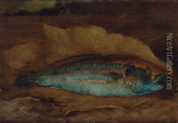 Parrot Fish Oil Painting - John La Farge