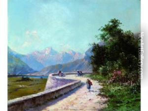 Paysage De Montagne. Oil Painting - Emile Godchaux