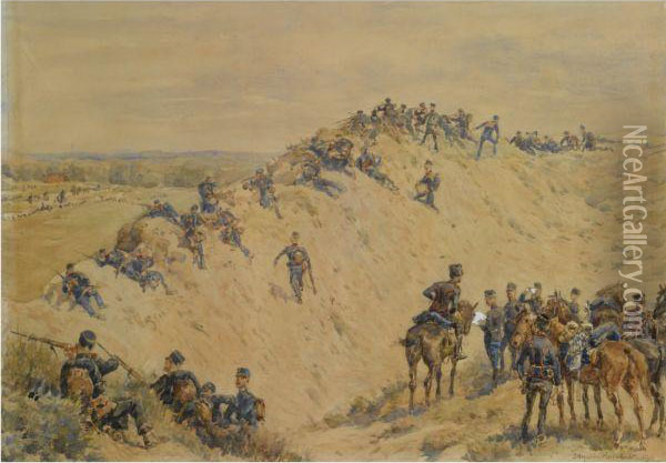Infantry In The Dunes Oil Painting - Jan Hoynck Van Papendrecht