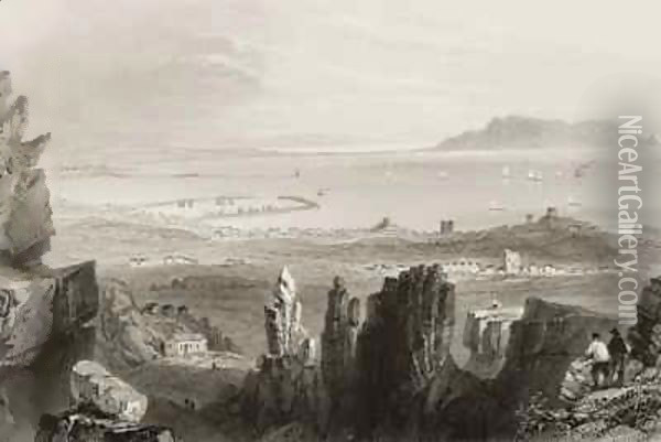 Dublin Bay from Kingstown Quarries Oil Painting - William Henry Bartlett