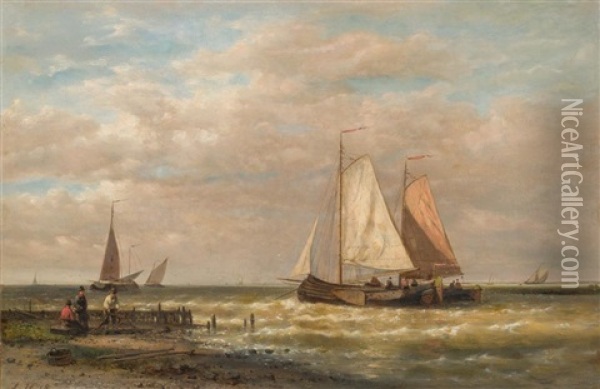 Dutch Fishing Boats Oil Painting - Abraham Hulk the Elder
