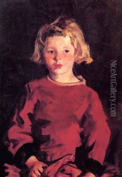 Bridget In Red Oil Painting - Robert Henri
