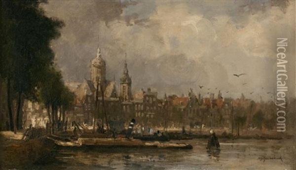 Prins Hendrikkade Oil Painting - Johan Hendrik van Mastenbroek