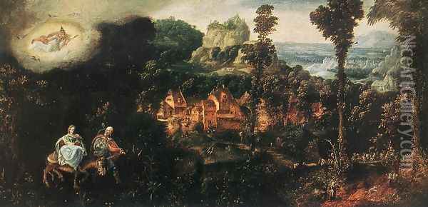 The Flight into Egypt Oil Painting - Herri met de Bles