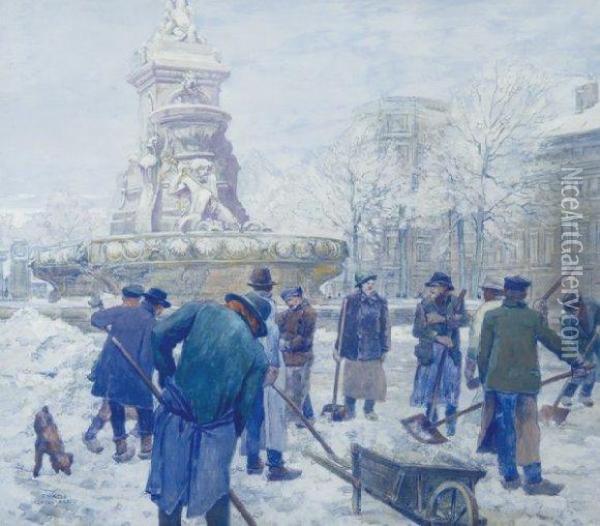 Temps De Neige Oil Painting - Franz Bernard Gailliard