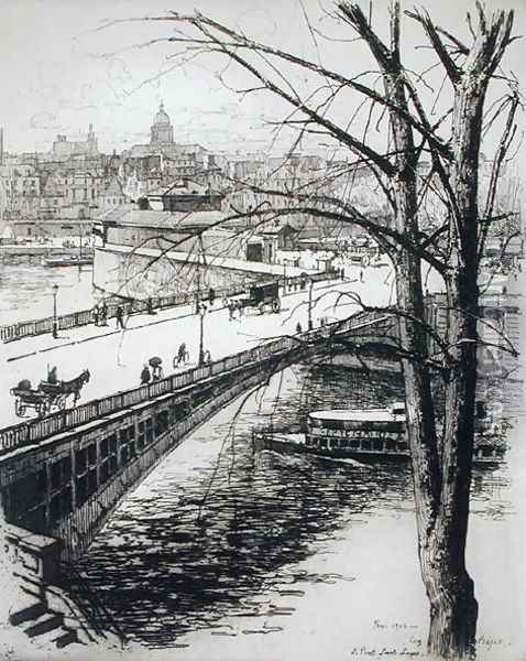 Pont St. Louis, from 'Du Ier au XXeme- Les Arondissements de Paris...', 1903 Oil Painting - Eugene Bejot