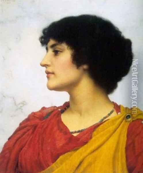 An Italian Girls' Head 2 Oil Painting - John William Godward