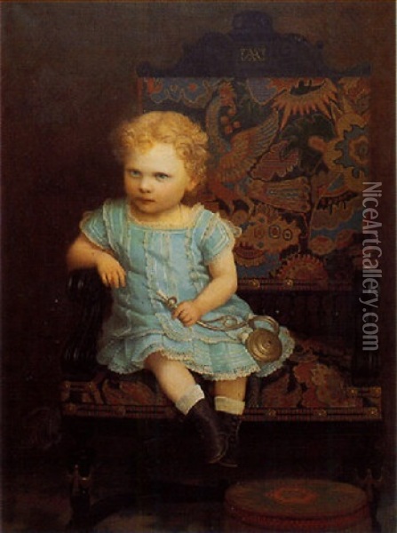 Le Jeune Baron Assis Sur Son Fauteuil Oil Painting - Antoine Magaud