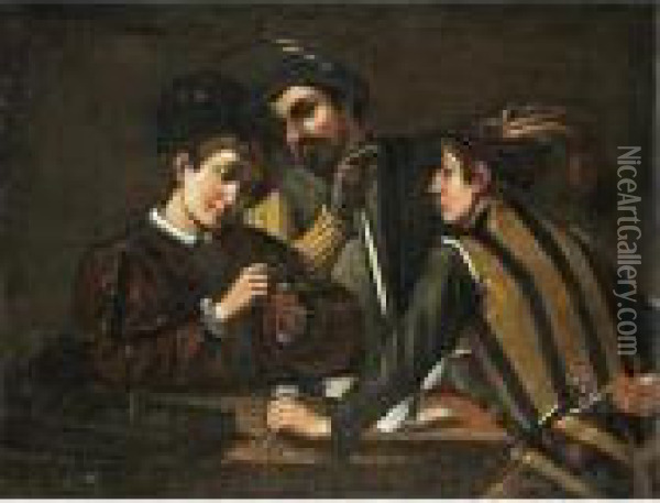 The Card Players Oil Painting - Michelangelo Merisi Da Caravaggio