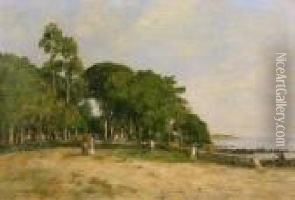 Juan-les-pins. La Promenade Et La Baie Oil Painting - Eugene Boudin