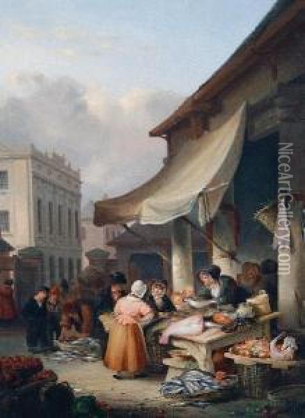 The Fish Market At Plymouth Oil Painting - Condy, Nicholas Matthews