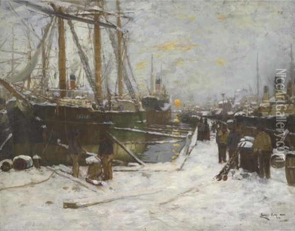 In Winter, River Clyde Oil Painting - James Kay