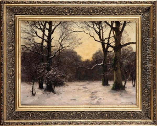 Zimowy Las Oil Painting - Konrad Alexander Mueller-Kurzwelly