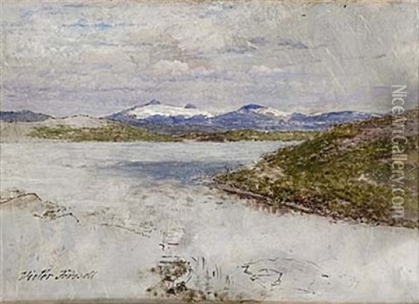 Landskap Med Fjallsjo, Navertinden I Norge Oil Painting - Victor Forssell
