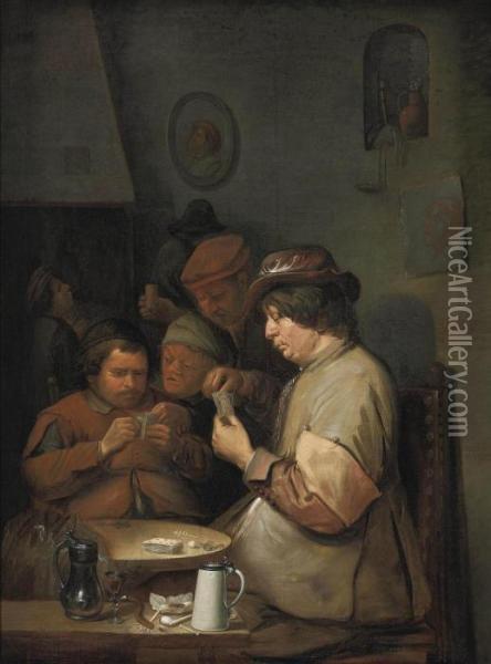 Card Players In An Inn Oil Painting - Joos van Craesbeeck