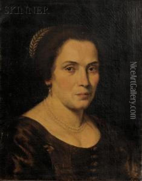 Kopf Einer Frau In Mittleren Jahren Oil Painting - Bernardo Strozzi