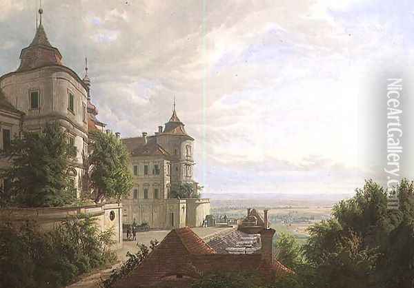 View with the Courtyard at Jezeri Castle, 1843 Oil Painting - Carl Robert Croll