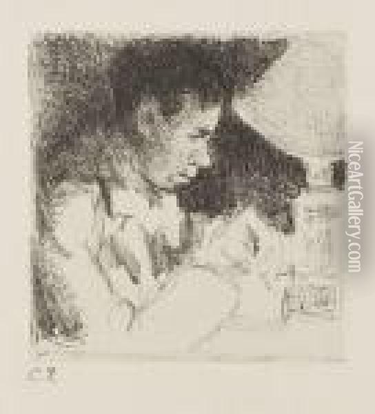 Jeune Homme Ecrivant (portrait De Rodo) Oil Painting - Camille Pissarro