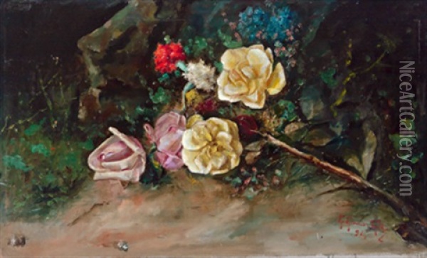 Rosen Oil Painting - Guillermo Gomez y Gil