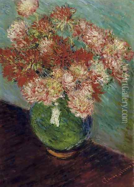 Vase de chrysanthemes Oil Painting - Claude Oscar Monet