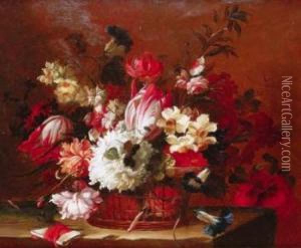 Cesta Con Flores Oil Painting - Juan De Arellano