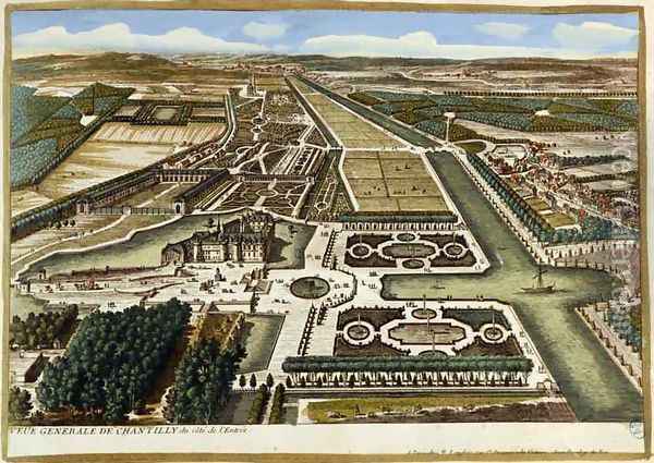 General View of Chantilly, from Vues des belles maisons de France, published 1680 Oil Painting - Adam Perelle