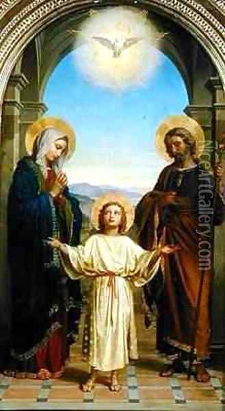 Holy Family Oil Painting - Alessandro Franchi