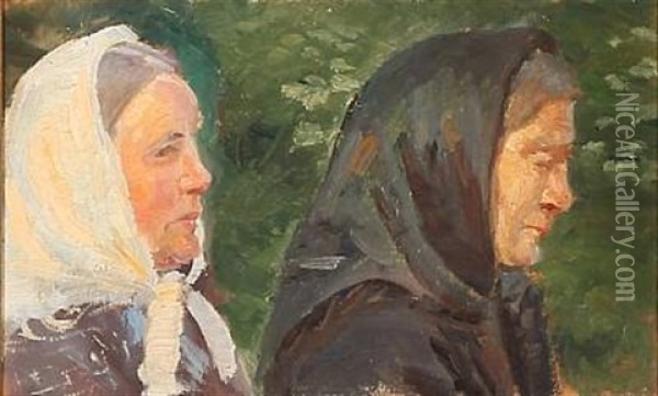 Two Women From Skagen Oil Painting - Anna Kirstine Ancher
