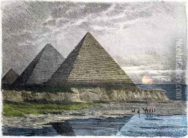 The Pyramids of Giza Oil Painting - Ferdinand Knab