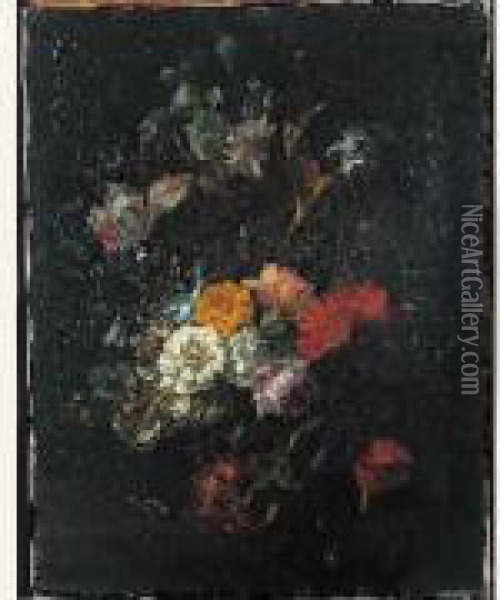 Nature Morte Au Bouquet De Fleurs Sur Un Entablement Oil Painting - Rachel Ruysch