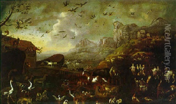Einzug In Die Ache Noah Oil Painting - Pieter Mulier the Younger