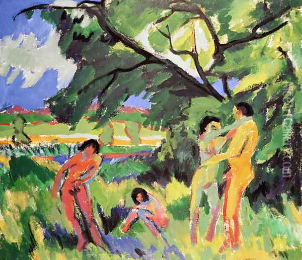 Nudes Playing under Tree Oil Painting - Ernst Ludwig Kirchner