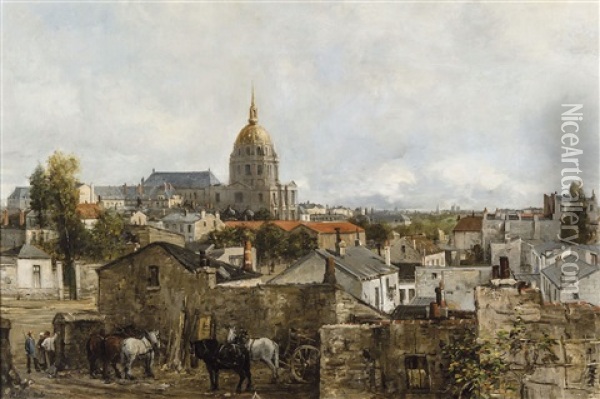Vue Panoramique A Paris Pres Du Dome Des Invalides Oil Painting - Robert Charles Gustave Laurens Mols