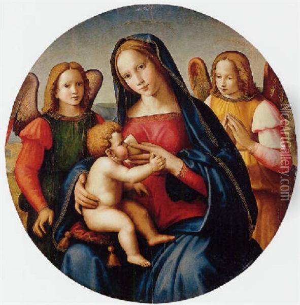 Madonna And Child With Adoring Angels Oil Painting - Domenico Ghirlandaio