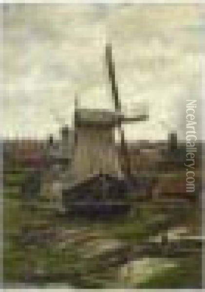 Sawing Mills Oil Painting - Jan Hillebrand Wijsmuller