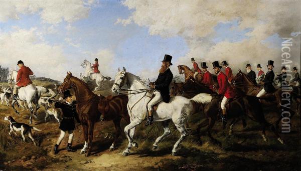 John Poyntz, 5th Earl Spencer (1835-1910) With The Ward Union Hunt,1877. Oil Painting - Michael Angelo Hayes