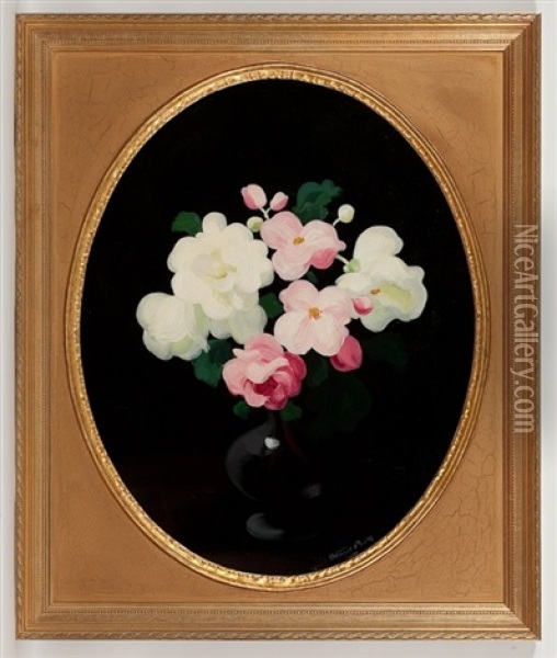 Pink And White Roses Oil Painting - Stuart James Park