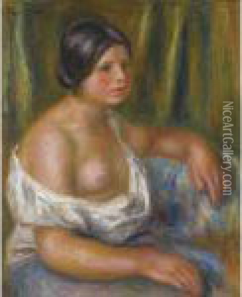 Femme En Bleu Oil Painting - Pierre Auguste Renoir