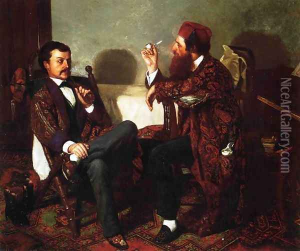 The Discussion Oil Painting - Thomas Hovenden