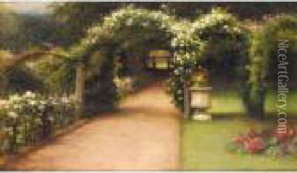 The Garden Bower At Finzean Oil Painting - Joseph Farquharson