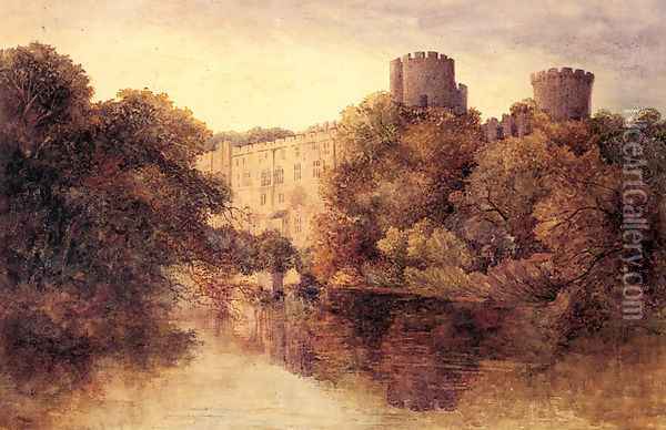 Castle in an Autumn Landscape Oil Painting - David Cox