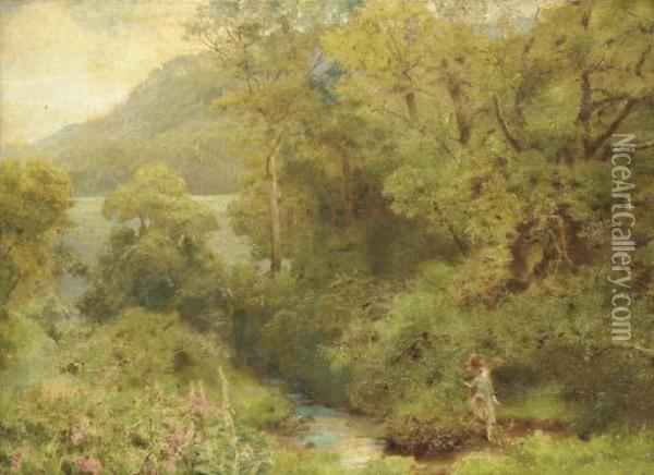 Summer In A Western Wood Oil Painting - John William North