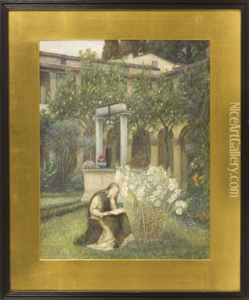 Saint Catherine In Her Garden Oil Painting - Marie Spartali Stillman